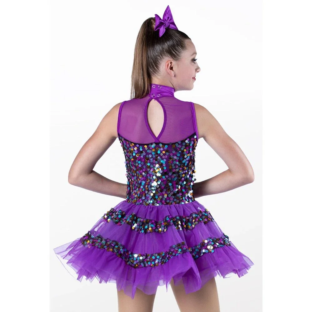 Pre-Owned Dance Costume Weissman 13560 Medium Child Purple Tutu Dress Jazz Tap